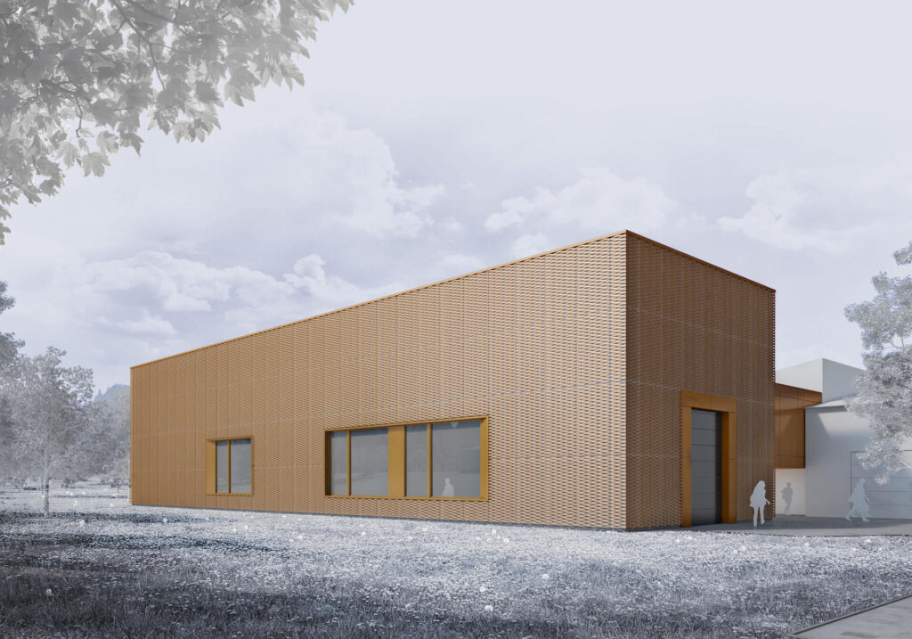 Außenpersektive Visualisierung Neugestaltung Fraunhofer Institut mit Kupferfassade