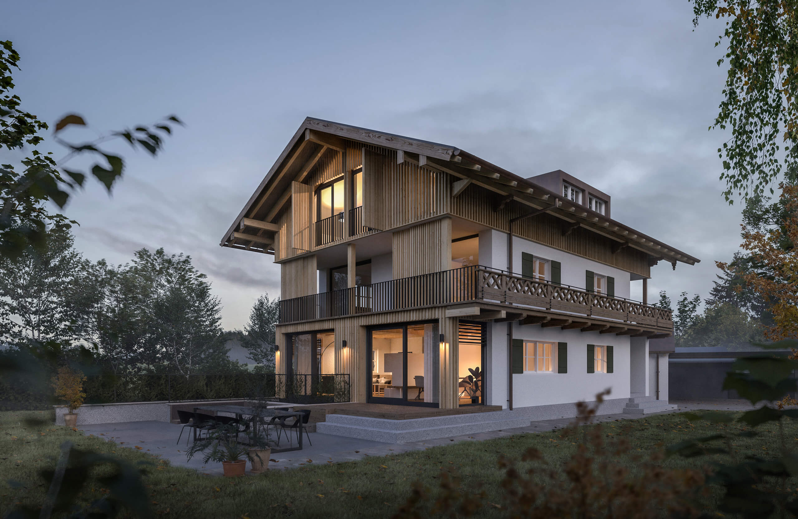 Architektur Visualisierung und 3D Rendering für Wohnbauprojekte, Wettbewerbe, Einfamilienhaus Immobilien München