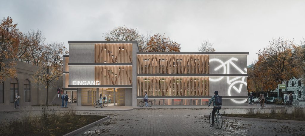 3d Rendering & Visualisierung für einen Wettbewerb für den Neubau einer Fahrradstation in Dresden