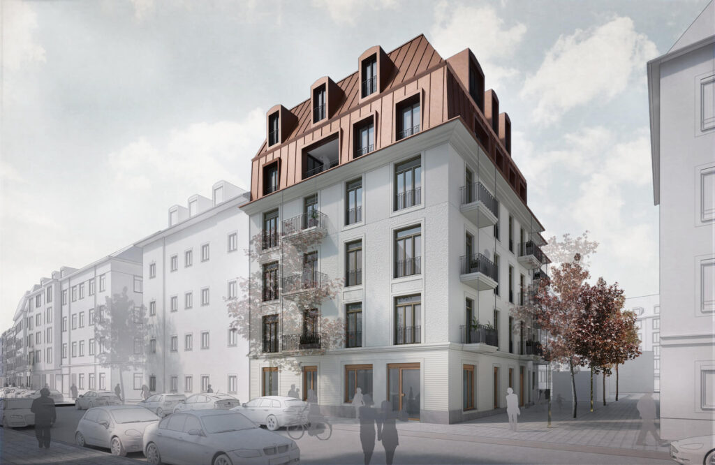 Außen Visualisierung Wohnungsbau Immobilienvermarktung München