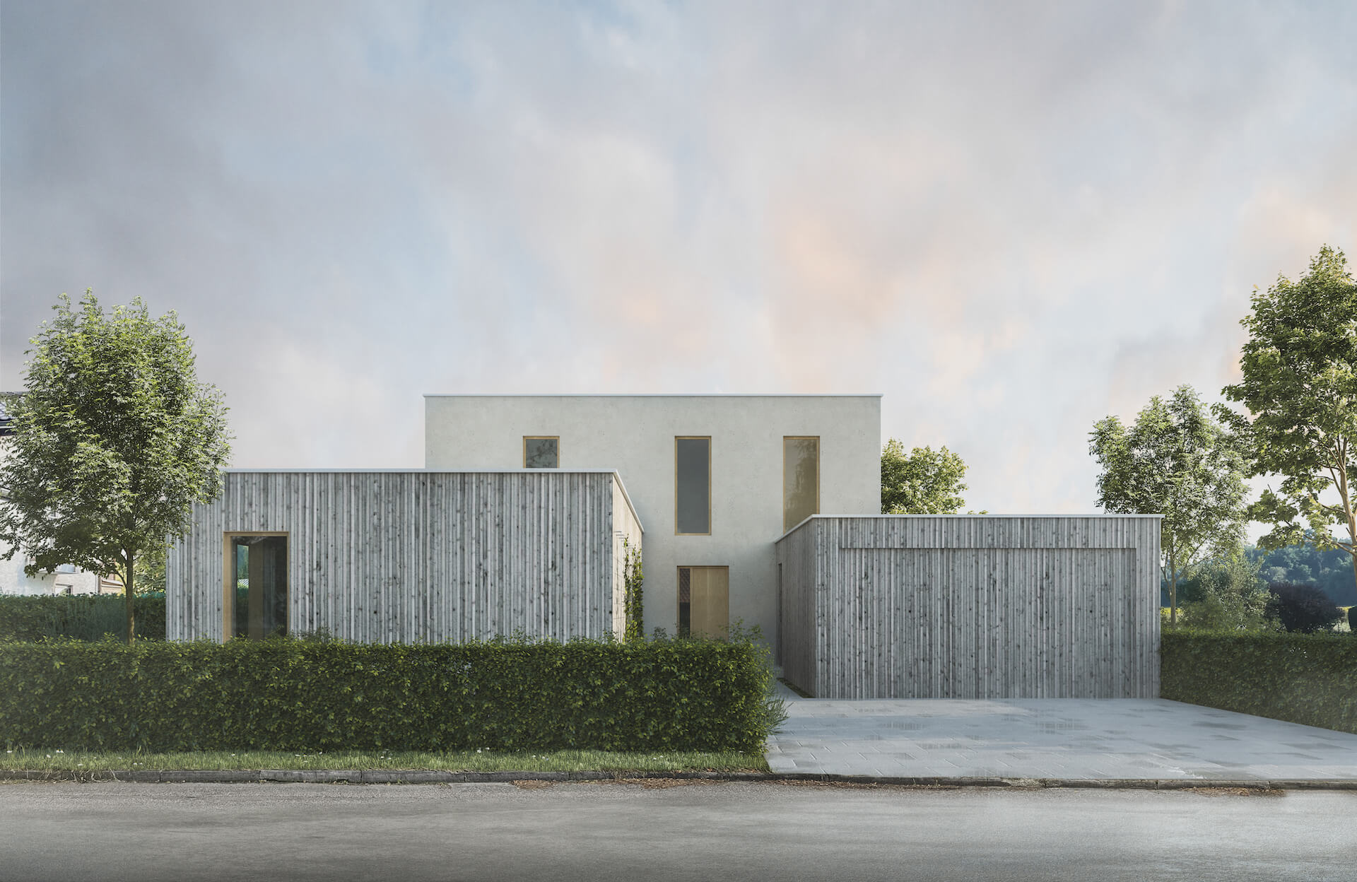 Entwurf Werkplanung und Bauleitung für Neubau eines Einfamilienhauses in Hybridbauweise in Gauting bei München