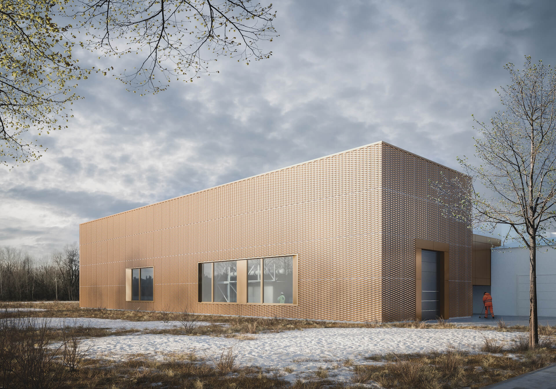 Außenpersektive Visualisierung Neugestaltung Fraunhofer Institut mit Kupferfassade